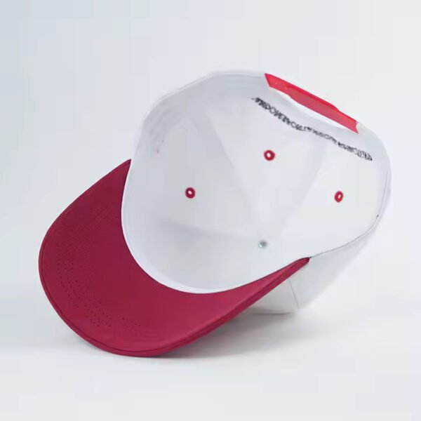 Red and White Custom Dad Hats – Embroidered Curved Brim Cap - Image 3