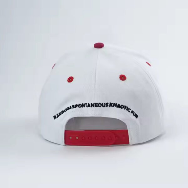 Red and White Custom Dad Hats – Embroidered Curved Brim Cap - Image 4