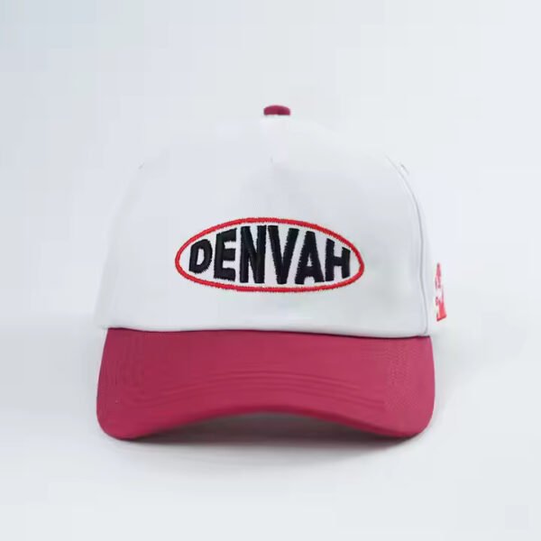 Red and White Custom Dad Hats – Embroidered Curved Brim Cap - Image 5