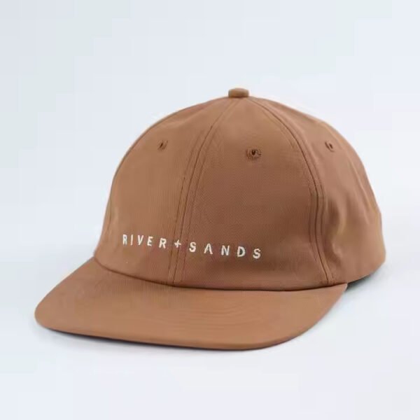 Brown Dad Hat – Flat Brim Cotton Twill Cap with Embroidered Logo - Image 7