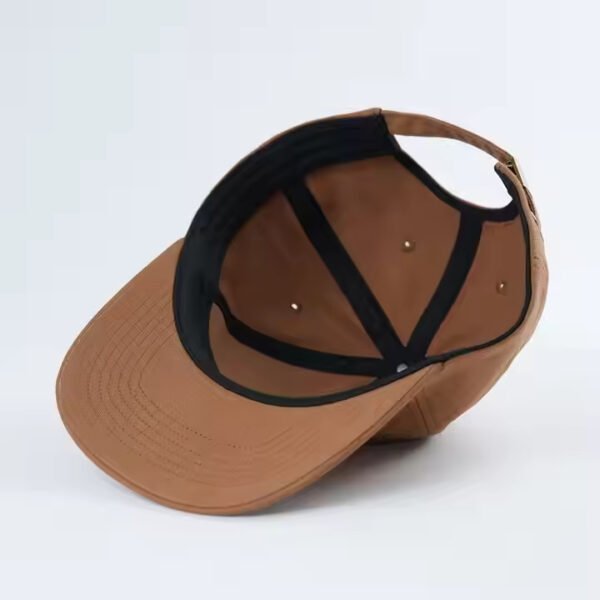 Brown Dad Hat – Flat Brim Cotton Twill Cap with Embroidered Logo - Image 4