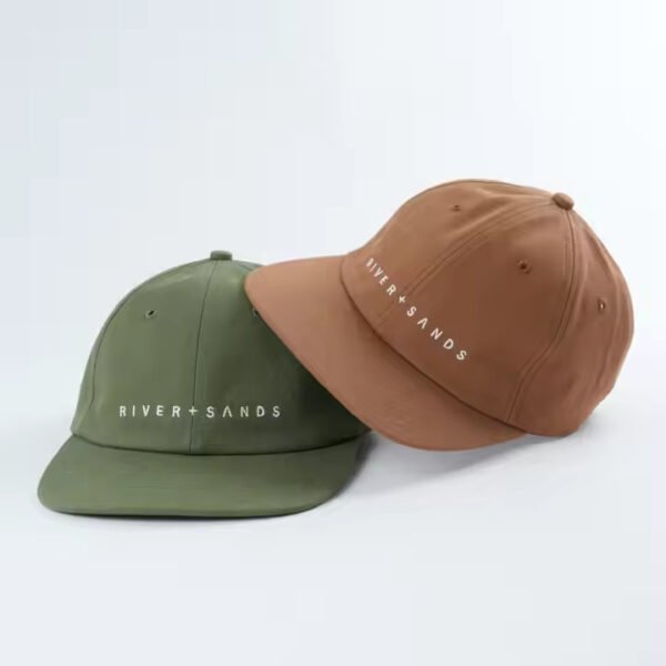 Brown Dad Hat – Flat Brim Cotton Twill Cap with Embroidered Logo - Image 6