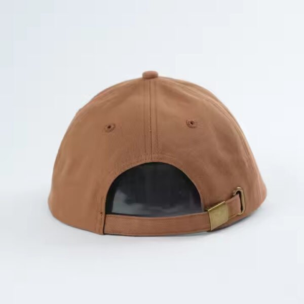 Brown Dad Hat – Flat Brim Cotton Twill Cap with Embroidered Logo - Image 5