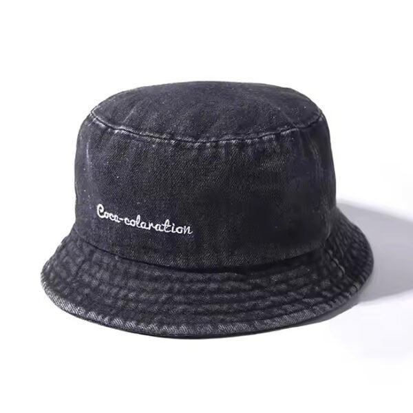Washed Cotton Black Bucket Hat – Custom Embroidered | Outdoor Style - Image 3