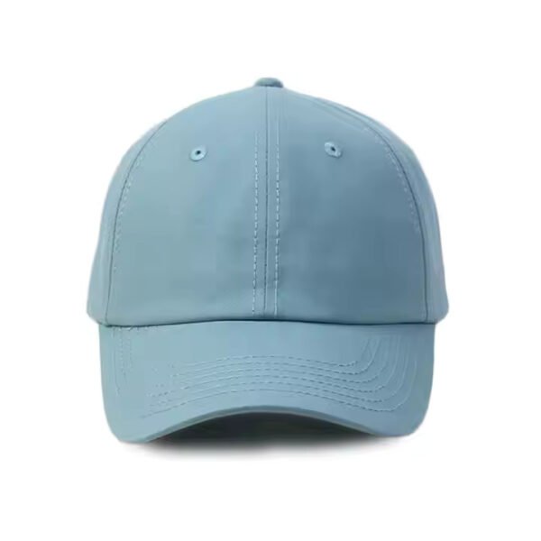 Light Blue Baseball Cap – Plain Cotton Twill Curved Brim Hat - Image 3