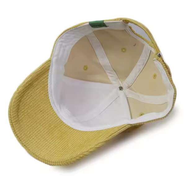 Custom Corduroy Hat – Yellow Embroidered Baseball Cap - Image 5