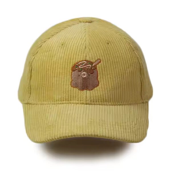 Custom Corduroy Hat – Yellow Embroidered Baseball Cap - Image 2