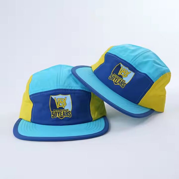 Color Block Nylon 5 Panel Cap – Flat Brim Outdoor Hat - Image 8