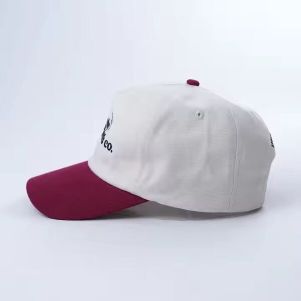 Two-Tone Dad Hats Guys – White & Maroon Embroidered Cotton Cap - Image 3