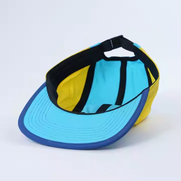 Color Block Nylon 5 Panel Cap – Flat Brim Outdoor Hat - Image 6