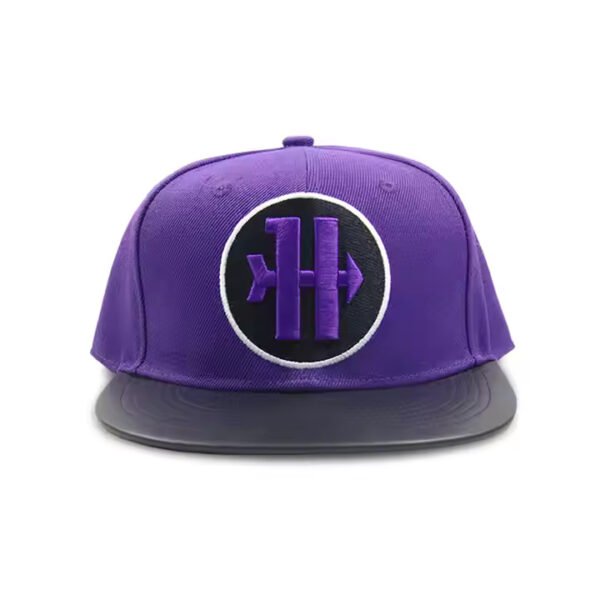 Purple Flat Bill Snapback Hat with 3D Embroidered Logo - Image 4
