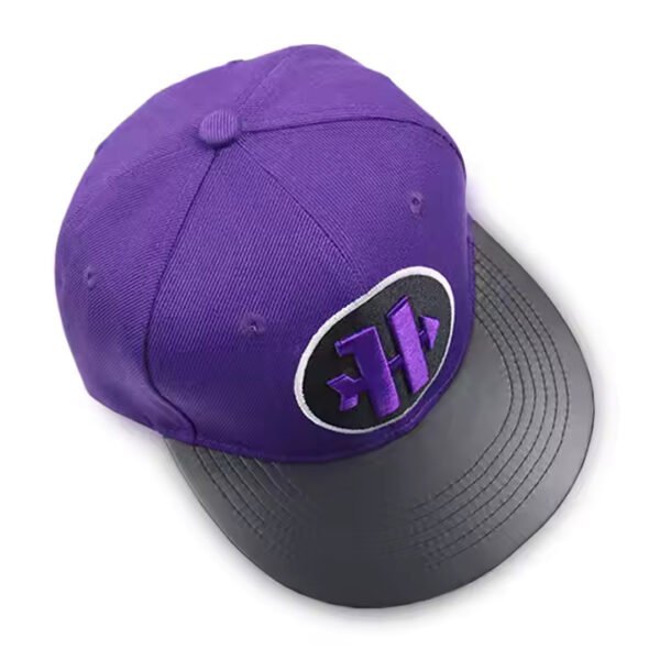 Purple Flat Bill Snapback Hat with 3D Embroidered Logo - Image 5