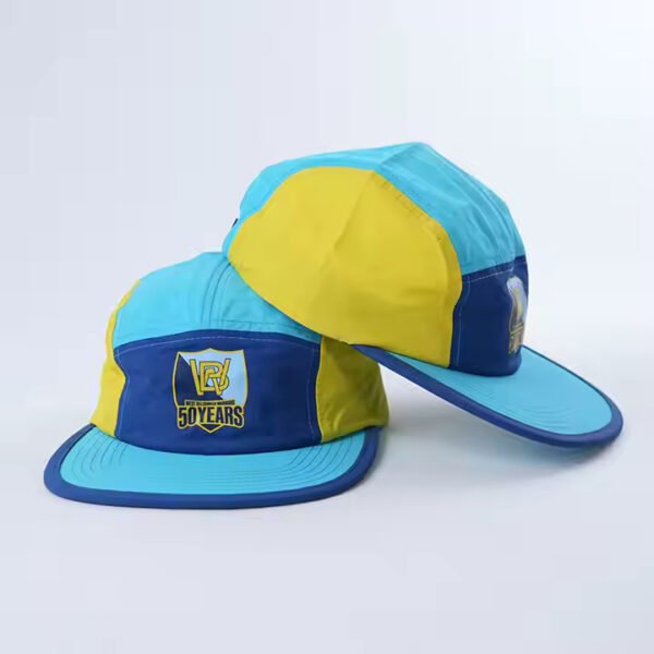 Color Block Nylon 5 Panel Cap – Flat Brim Outdoor Hat - Image 7