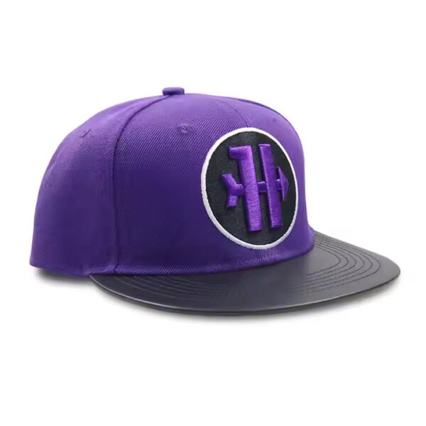 Purple Flat Bill Snapback Hat with 3D Embroidered Logo - Image 6