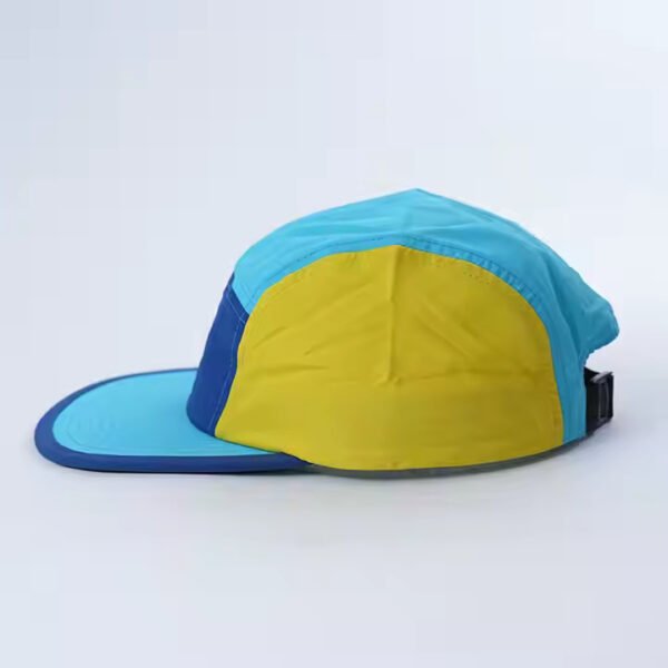 Color Block Nylon 5 Panel Cap – Flat Brim Outdoor Hat - Image 4