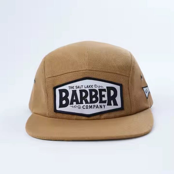 Adult Brown Pure Cotton 5 Panel Hat with Embroidered Logo (Wholesale) - Image 2