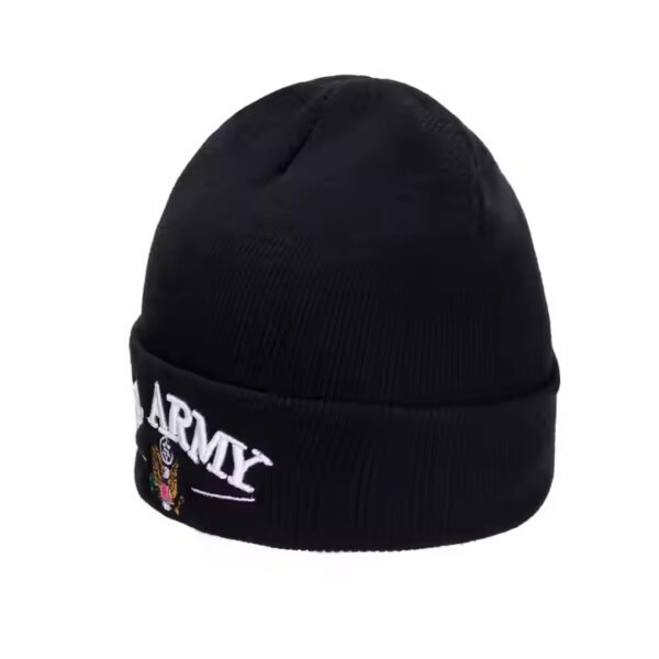 U.S. Army Watch Cap Beanie – Black Military Knit Hat with Embroidery - Image 2
