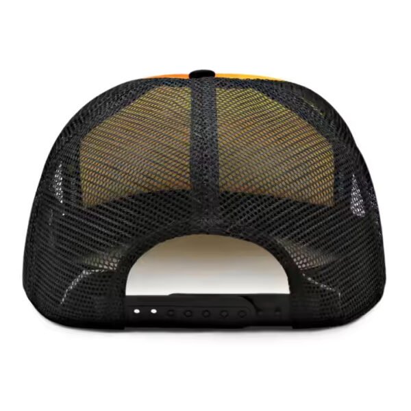 Black Flat Brim Trucker Hat with Full-Print Front - Image 4