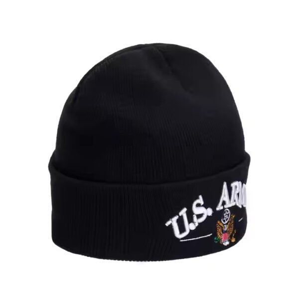 U.S. Army Watch Cap Beanie – Black Military Knit Hat with Embroidery - Image 3