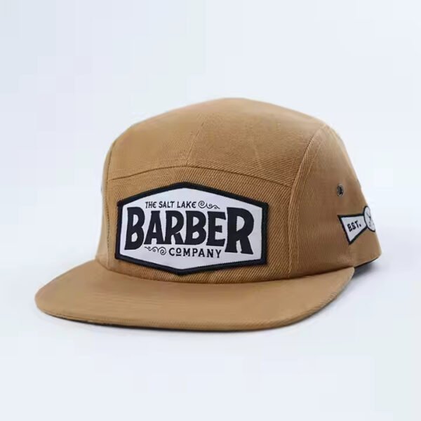 Adult Brown Pure Cotton 5 Panel Hat with Embroidered Logo (Wholesale) - Image 3
