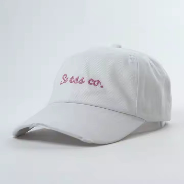 Pink Embroidered Dad Hat – Distressed Cotton Baseball Cap for Adults & Kids - Image 4