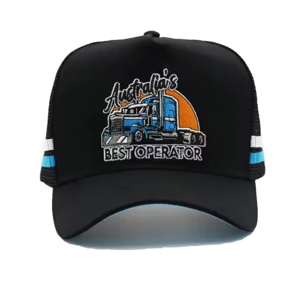 Black Trucker Cap Big Head – Oversized Fit with Custom Embroidery - Image 5