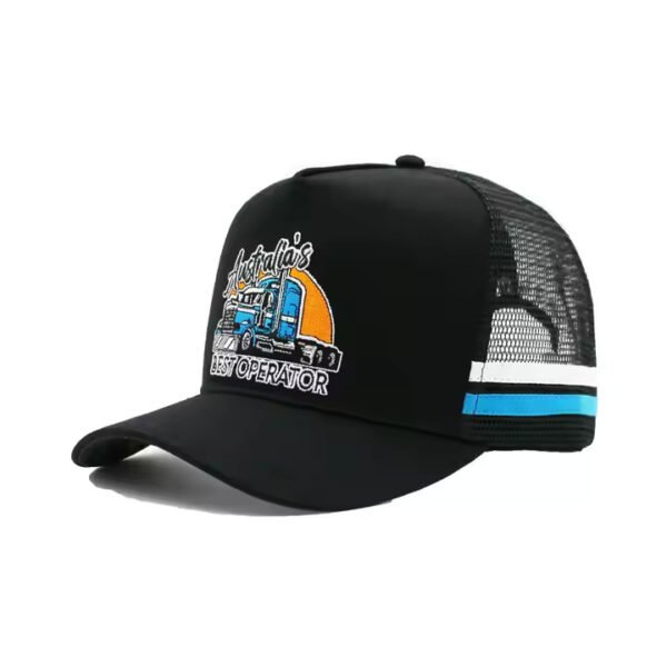 Black Trucker Cap Big Head – Oversized Fit with Custom Embroidery - Image 6
