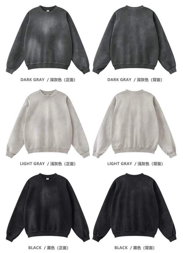 Men’s Heavyweight Hoodies – Vintage Washed Dark Grey Crewneck - Image 7