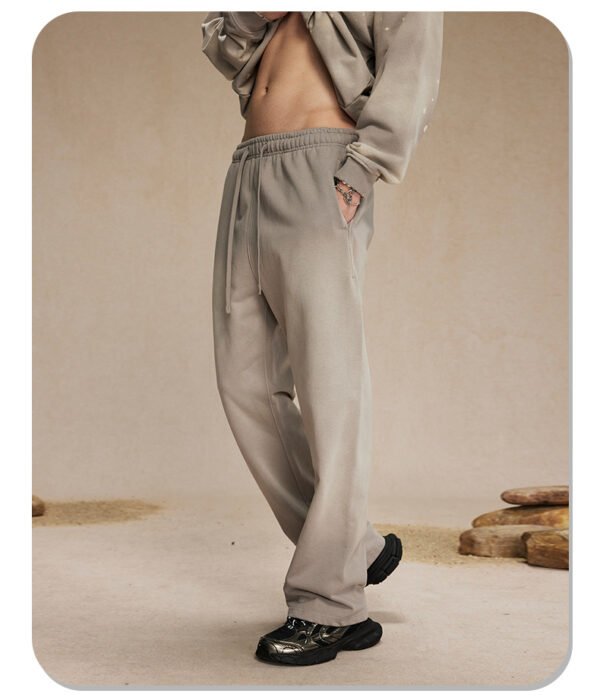 Green Washed Flare Sweatpants with Wide Leg Fit - Image 3
