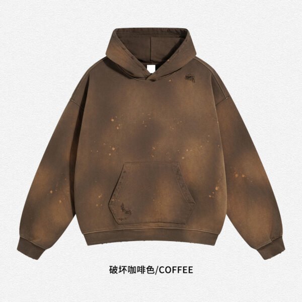 Independent Hoodie - Vintage Grey Green Paint Splatter Pullover - Image 5
