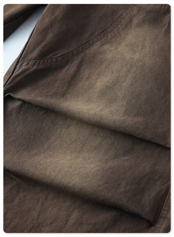 Unisex Washed Cotton Cargo Pants Brown - Image 6