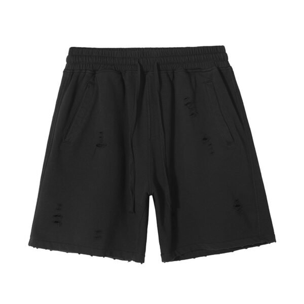 Unisex Distressed Grey Sweat Shorts – Washed Cotton - Image 6