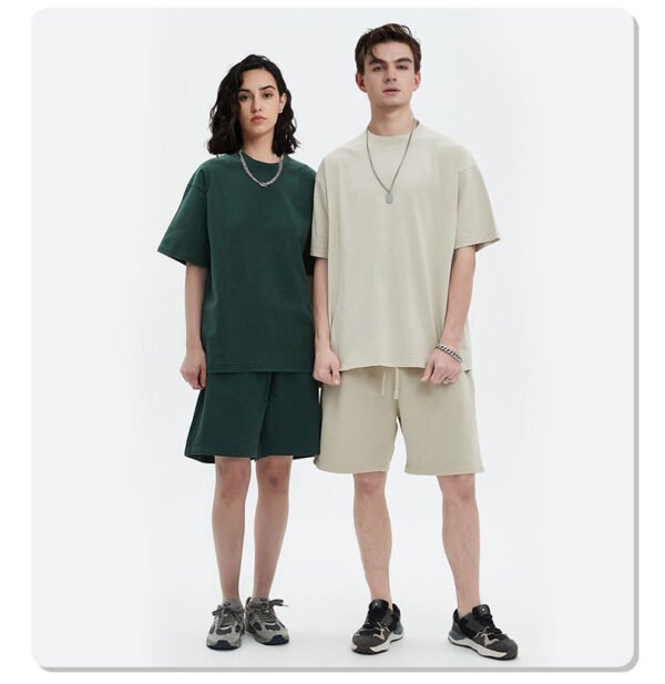 Men & Women's Oversized T-shirt New Style Washed Dyed Old Fashion Suit - Image 2