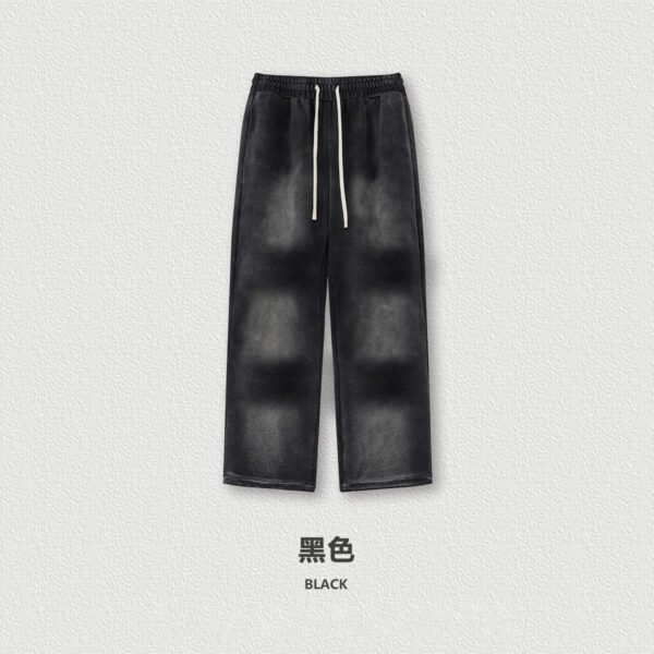 Unisex Black Heavy Washed Flared Sweatpants - Image 4