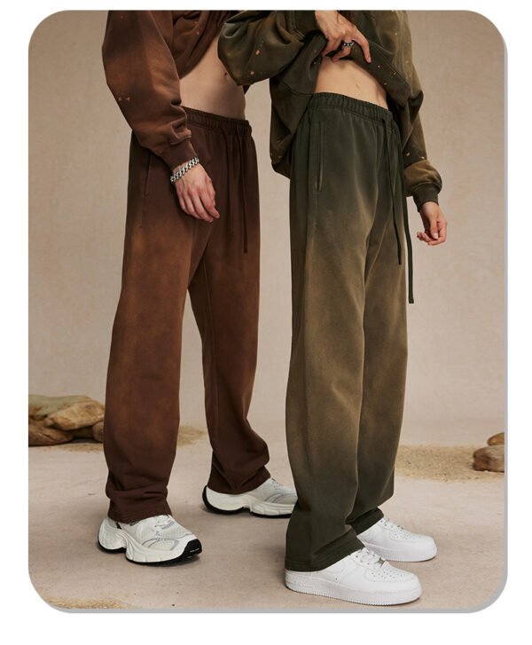 Green Washed Flare Sweatpants with Wide Leg Fit - Image 2