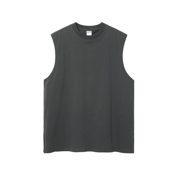 Black on Black Vest – 250g Heavyweight Cotton Split-Hem Muscle Tank - Image 6