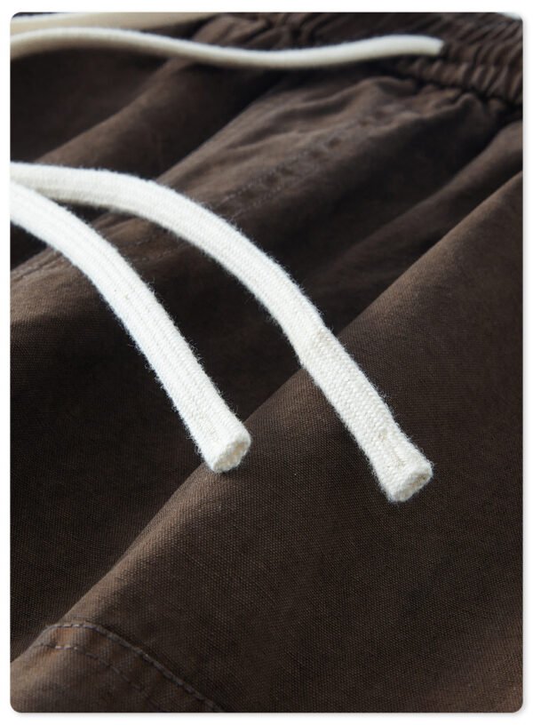 Unisex Washed Cotton Cargo Pants Brown - Image 7