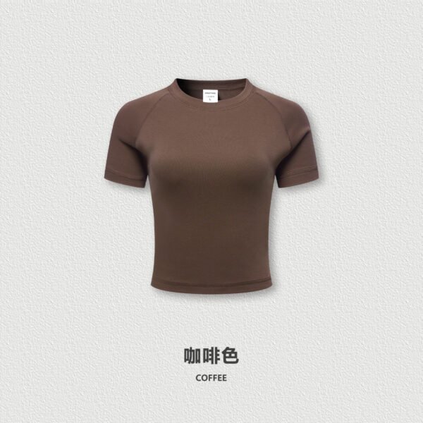 Crop Top T-Shirts – Brown Fitted Cotton Tee for Women - Image 5