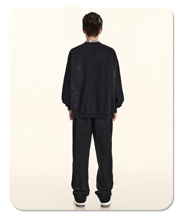Unisex Black Heavy Washed Flared Sweatpants - Image 3