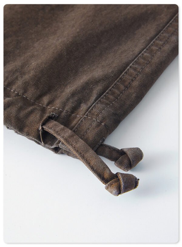 Unisex Washed Cotton Cargo Pants Brown - Image 10