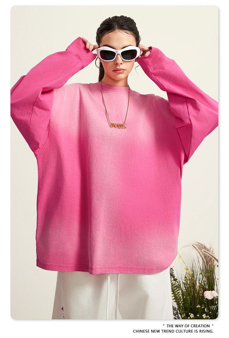 Dopamine Pink Long Sleeve Types of Hoodies – Vintage Streetwear Vibe for Men & Women - Image 2