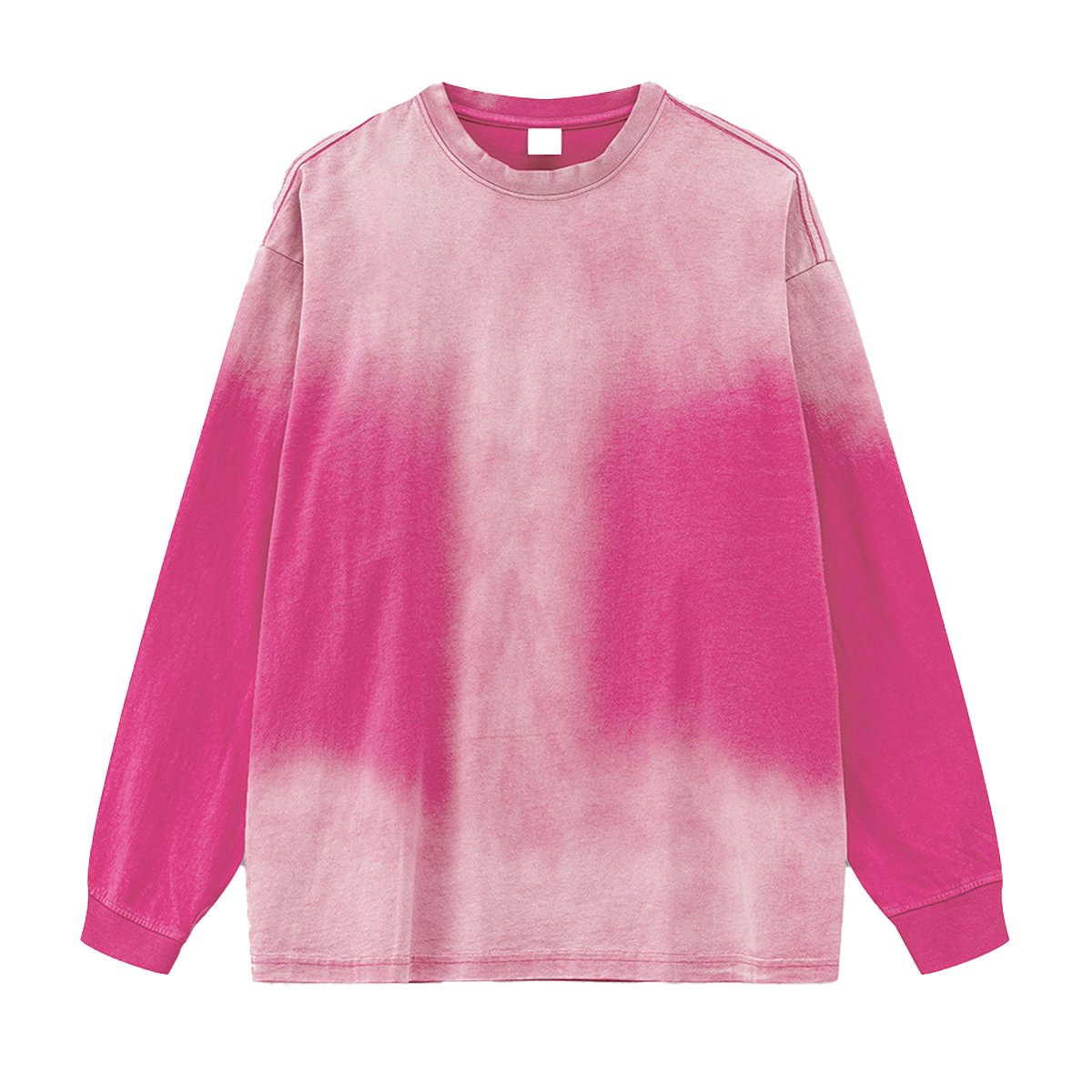 Vintage dopamine pink long sleeve tee for men – washed cotton, streetwear design.