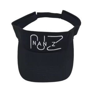 Black high crown golf visor with embroidered logo, breathable cotton twill design