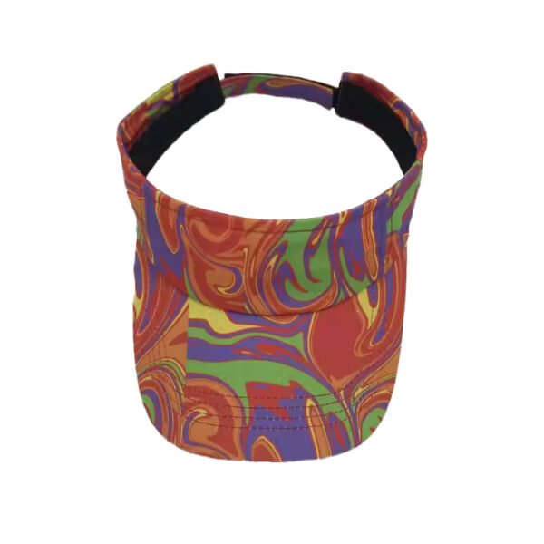 Colorful tie-dye ladies sun visor hat made of durable polyester for outdoor sports.