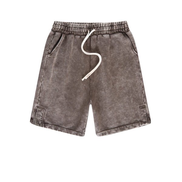Washed brown cotton lounge shorts for men and women with drawstring waist