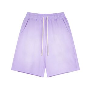 Purple lounge shorts in washed cotton terry for men and women