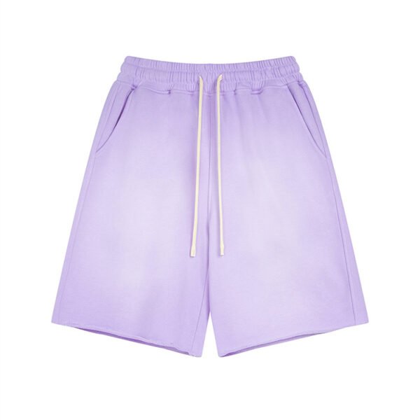 Purple lounge shorts in washed cotton terry for men and women