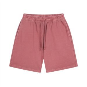 Unisex red shorts in cotton with washed finish and drawstring waistband