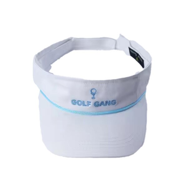 White cotton visor with blue rope detail and embroidered GOLF GANG logo
