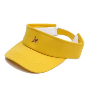 Yellow embroidered cotton twill visor for women, breathable and sun-protective